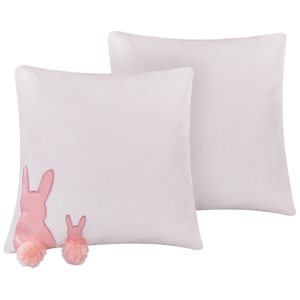 Set of 2 Decorative Cushions PHLOX Cotton 45 x 45 cm White