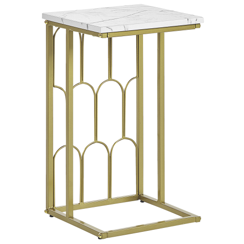 Beliani Side Table PANDALE White Marble