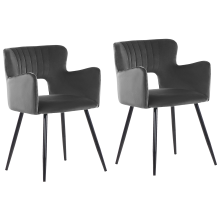 Set of 2 Dining Chairs SANILAC Velvet Dark Grey