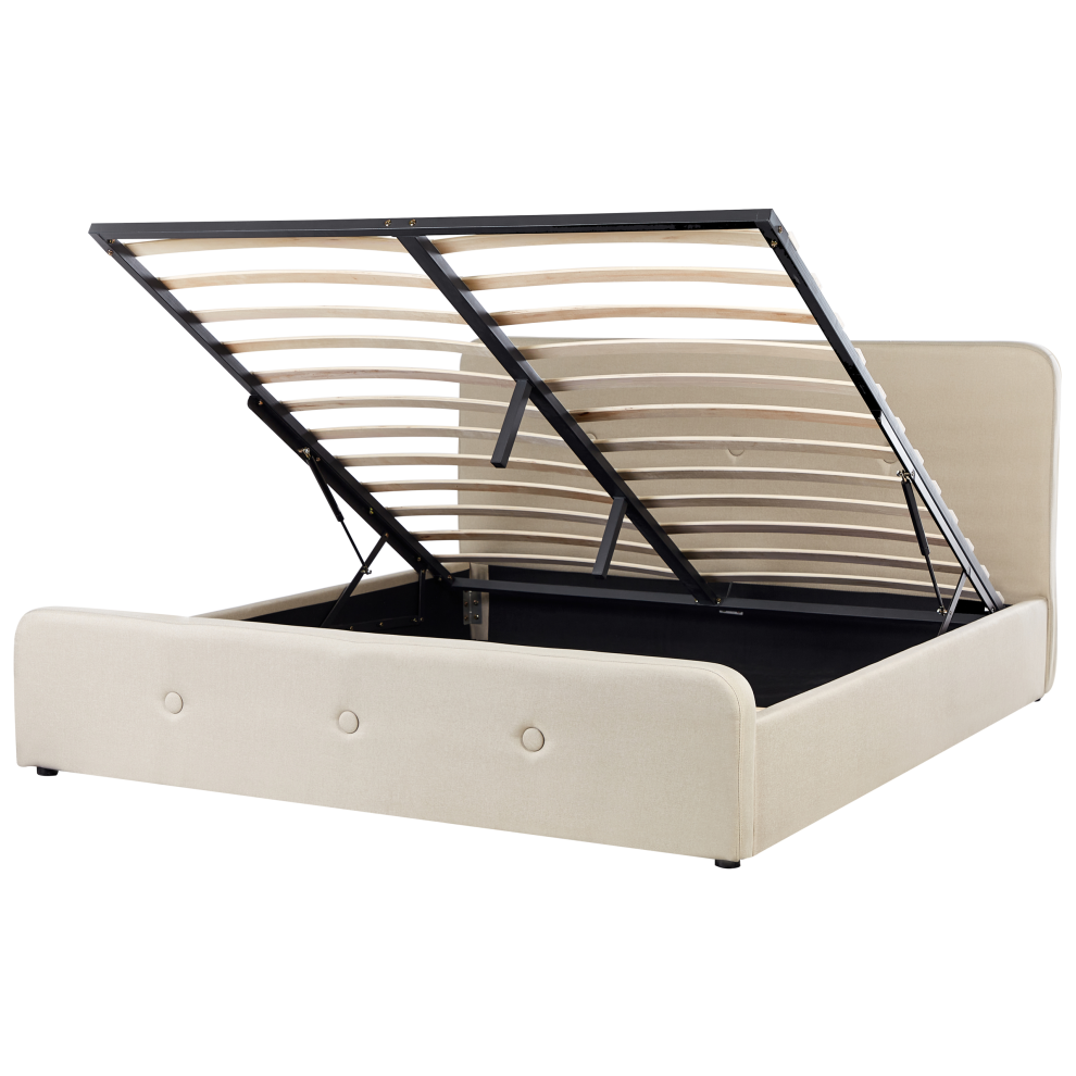 Ottoman Bed Faux Linen RENNES 180 x 200 cm (EU Super King) Beige