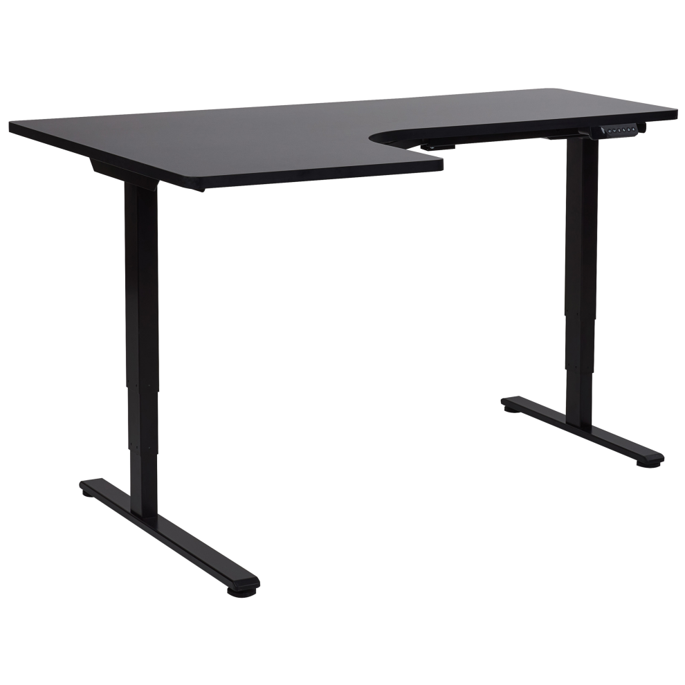 Electric Adjustable Corner Desk DESTINES Black 160 cm 109 cm Left Hand