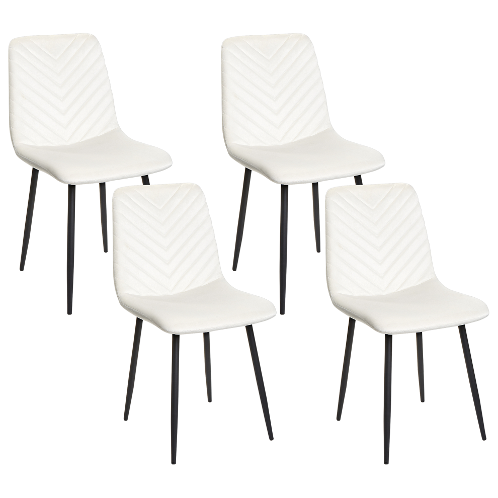 Set of 4 Dining Chairs HAVRE Velvet Off-White