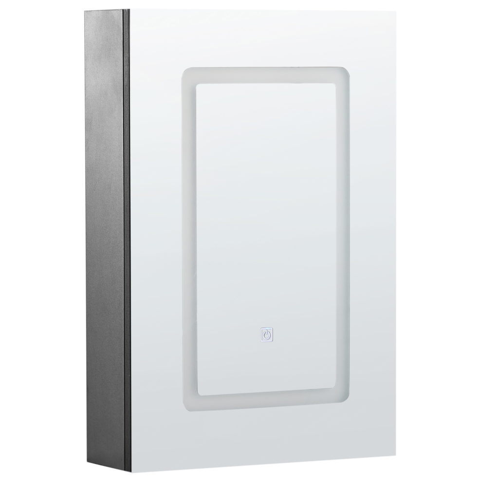 Bathroom Wall Mounted Mirror Cabinet LED CONDOR 40 cm 60 cm Black