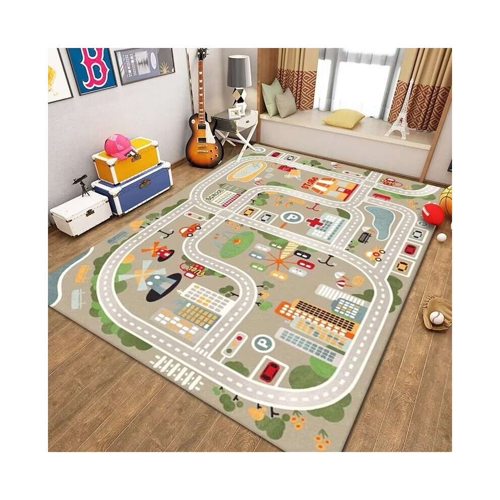 (Early Education 02, 80*100cm) Crystal velvet cute children's room carpet, educational early childhood education kindergarten crawling mat, bedside be