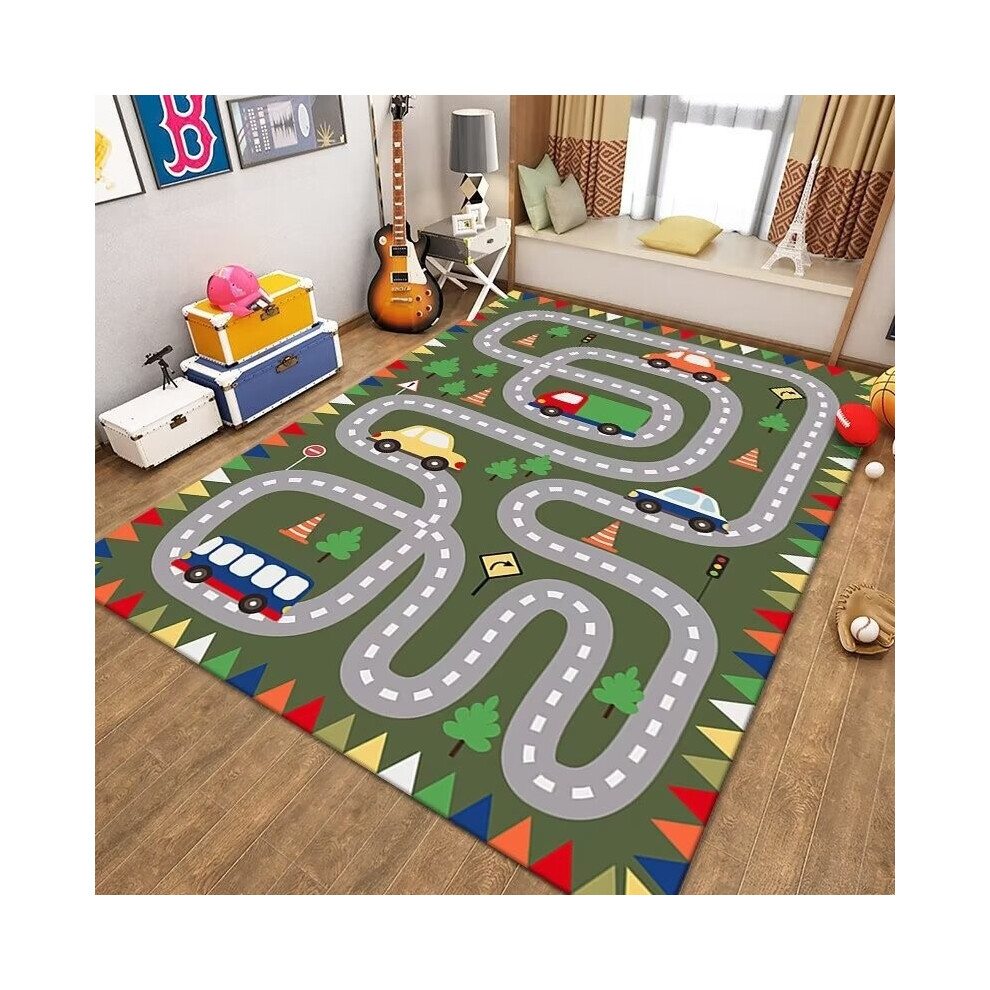 (Early Education 08, 80*100cm) Crystal velvet cute children's room carpet, educational early childhood education kindergarten crawling mat, bedside be