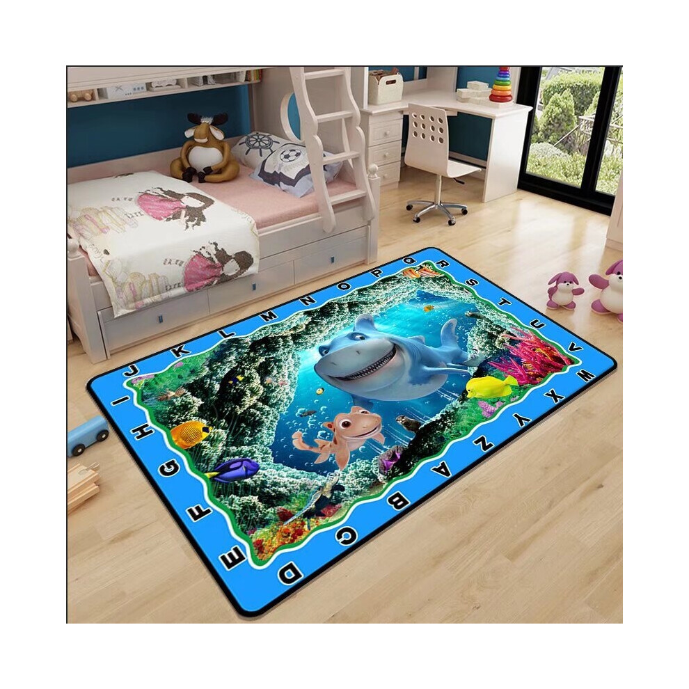 (Early Education 07, 80*120cm) Crystal velvet cute children's room carpet, educational early childhood education kindergarten crawling mat, bedside be