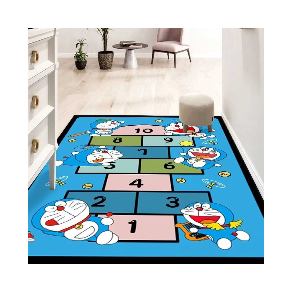 (Doraemon jumps off A house, 120*180cm) Crystal velvet cute children's room carpet, educational early childhood education kindergarten crawling mat, b