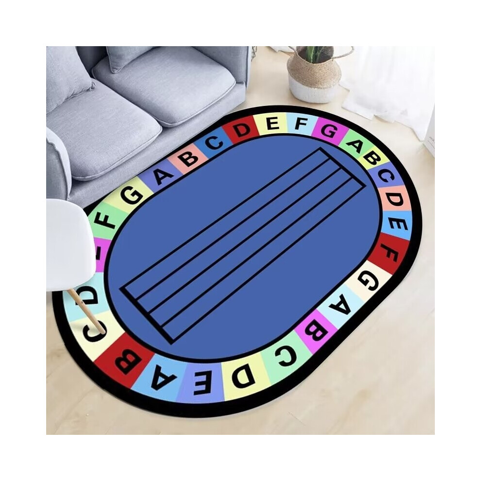(Early Education 11, 80*100cm) Crystal velvet cute children's room carpet, educational early childhood education kindergarten crawling mat, bedside be