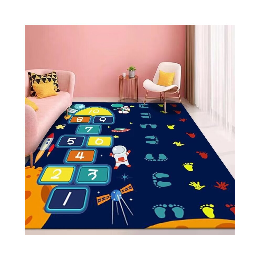 (The astronaut jumped off a house, 100*180cm) Crystal velvet cute children's room carpet, educational early childhood education kindergarten crawling
