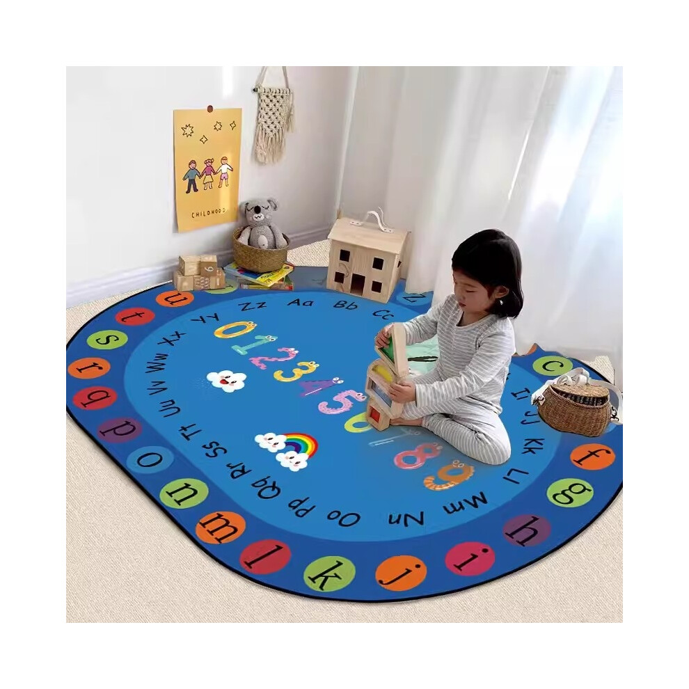 (Early Education 14, 80*100cm) Crystal velvet cute children's room carpet, educational early childhood education kindergarten crawling mat, bedside be