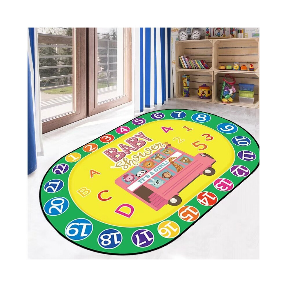 (Early Education 15, 80*160cm) Crystal velvet cute children's room carpet, educational early childhood education kindergarten crawling mat, bedside be