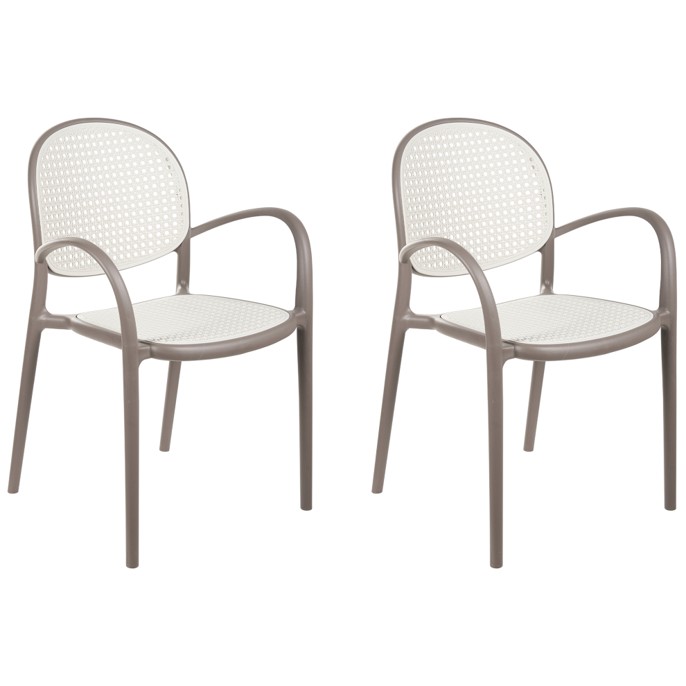 Set of 2 Garden Chairs POVOLETTO Synthetic Material Light Brown