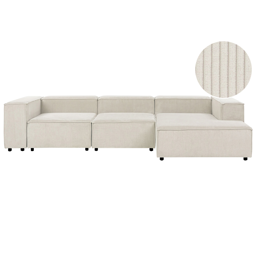 Modular Corner Sofa 4 Seater ARDAL Corduroy Off-White Left Hand
