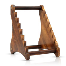 Knife Block, Natural Wood Knife Display Stand for Tactical and Survival Knives, Holds 8 Fixed Blade Knives
