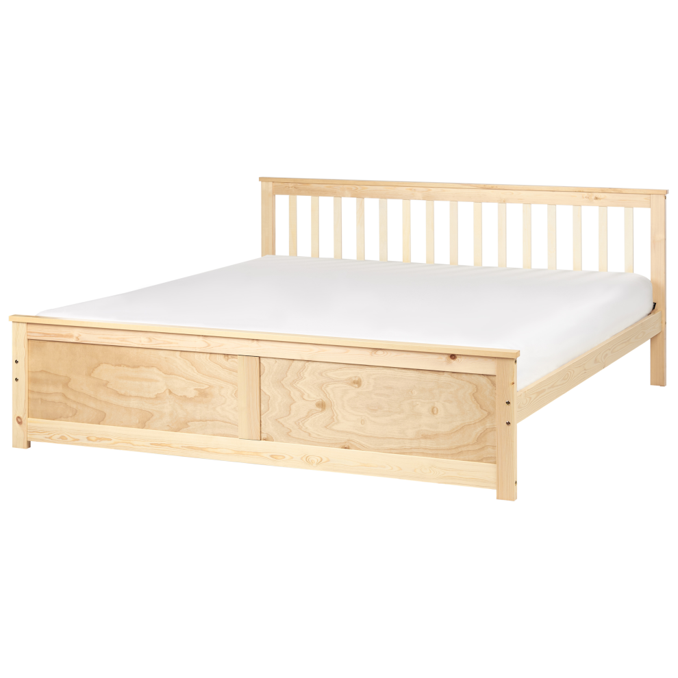 Bed Pine Wood OLENDON 180 x 200 cm (EU Super King) Light Brown