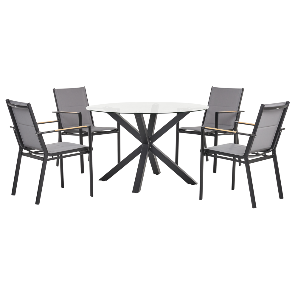 Garden Dining Set 4 Seater MALETTO/BUSSETO Glass Black