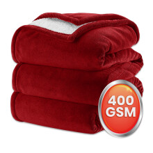 (Double Sherpa Blanket) Christmas Red Blankets Soft Cozy Warm Thick Sherpa Fleece Travel Blanket