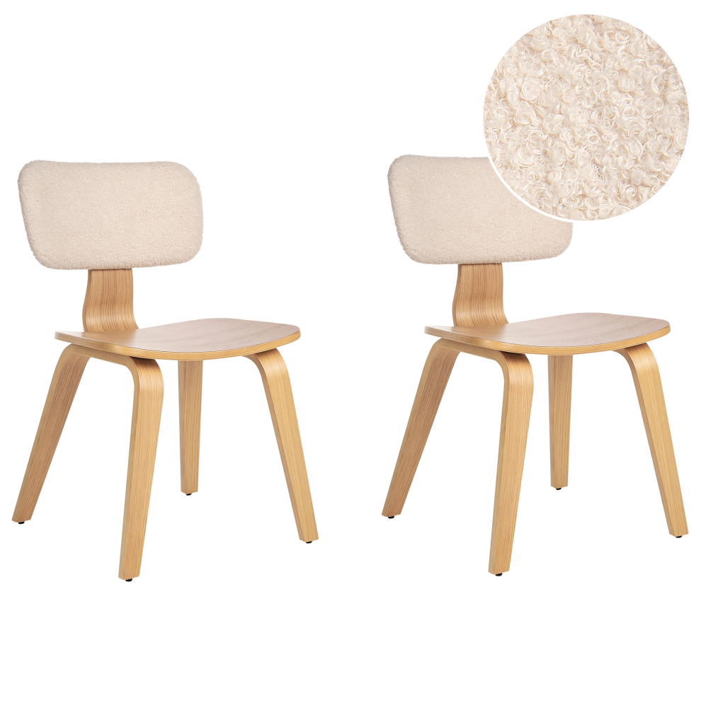 Set of 2 Dining Chairs LUCINDA Wood Light Brown
