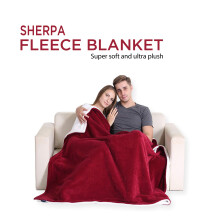 (King Sherpa Blanket) Christmas Red Blankets Soft Cozy Warm Thick Sherpa Fleece Travel Blanket