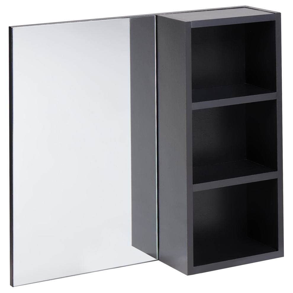 Beliani Bathroom Wall Mounted Mirror Cabinet Joinville 60 Cm Black