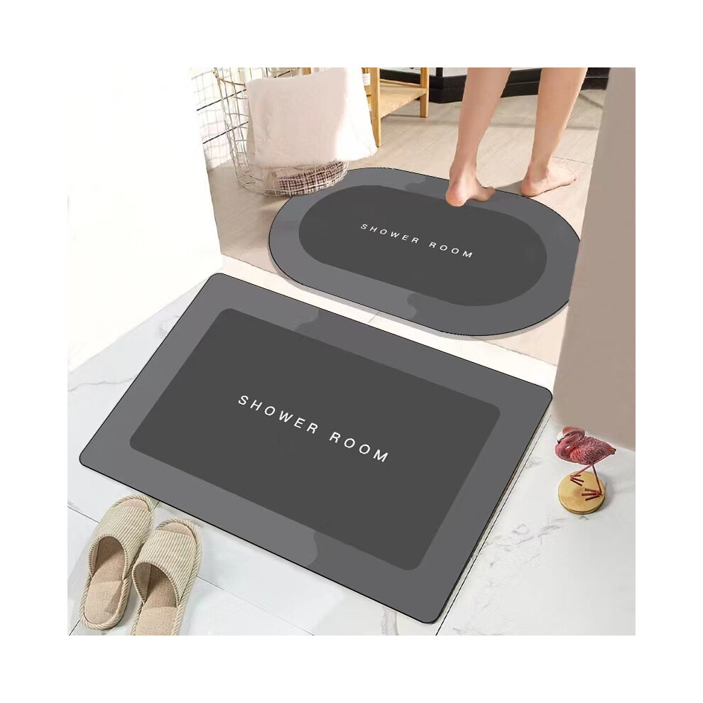 (Tai Chi dark grey, 40*60CM two-piece set (one oval per piece)) Crystal velvet floor MATS, bathroom floor MATS, carpets, anti-slip door MATS, bathroom-image-OPC-PJXF2CM-NEW