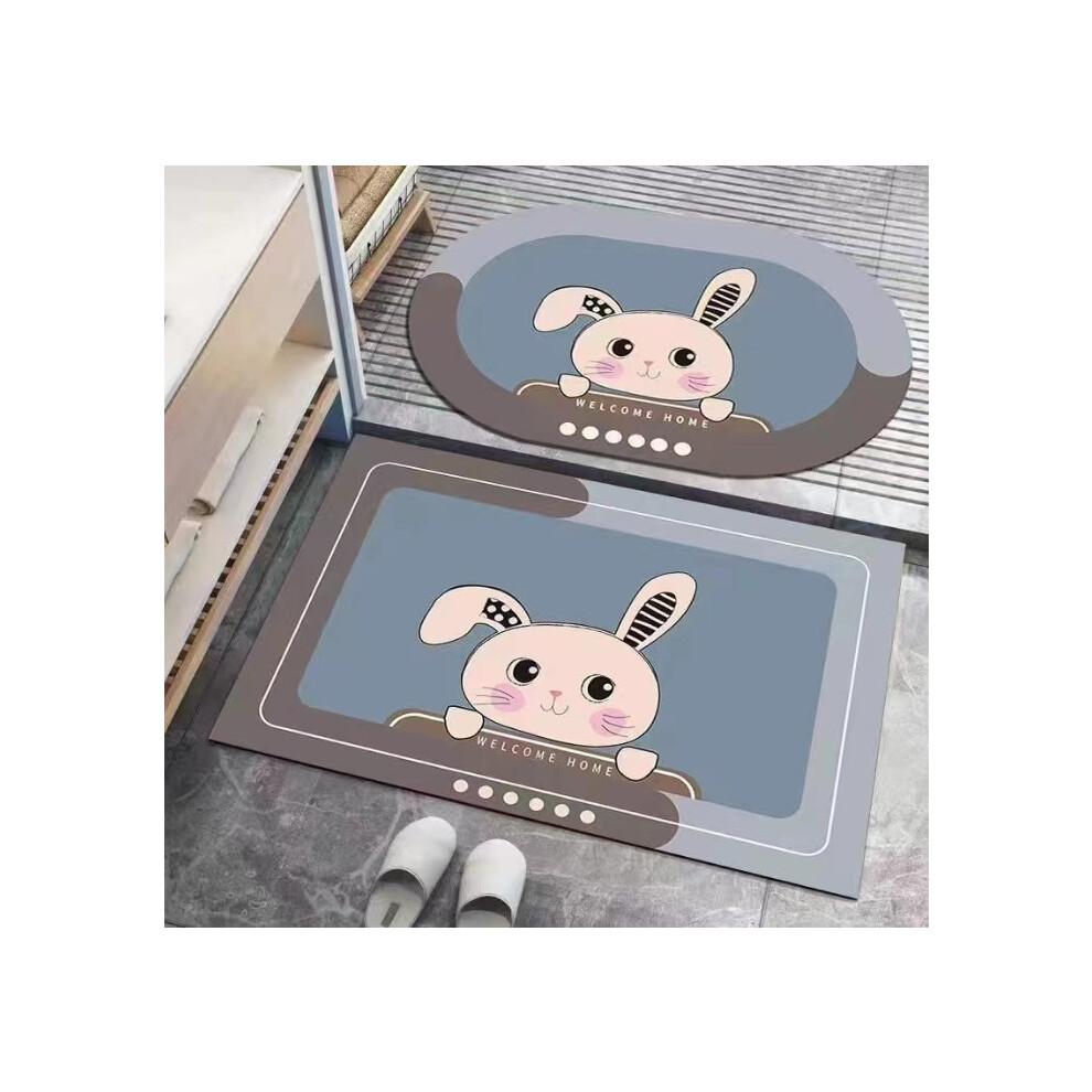 (Pink Rabbit, 40*60CM two-piece set (one oval per piece)) Crystal velvet floor MATS, bathroom floor MATS, carpets, anti-slip door MATS, bathroom floor-image-OPC-PJXF2CF-NEW