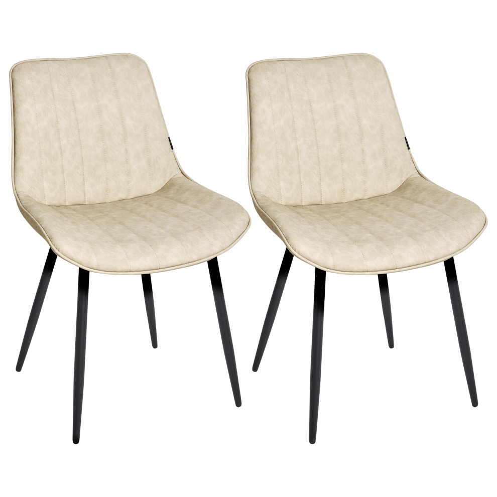 Set of 2 Dining Chairs DUBROVNIK Faux Leather Light Beige
