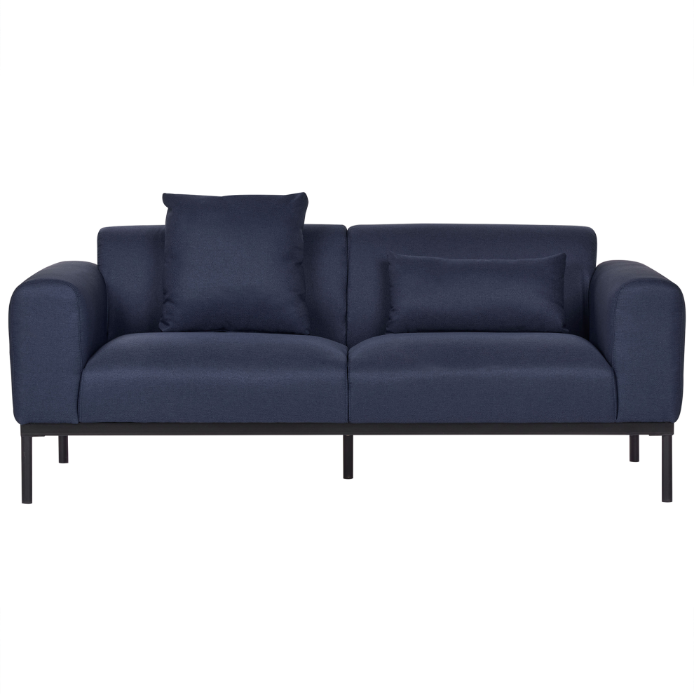 Sofa 2 Seater MALMOS Faux Linen Dark Blue