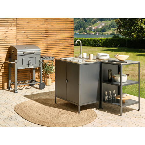 Beliani Outdoor Kitchen Island VILAMA Metal Black 1