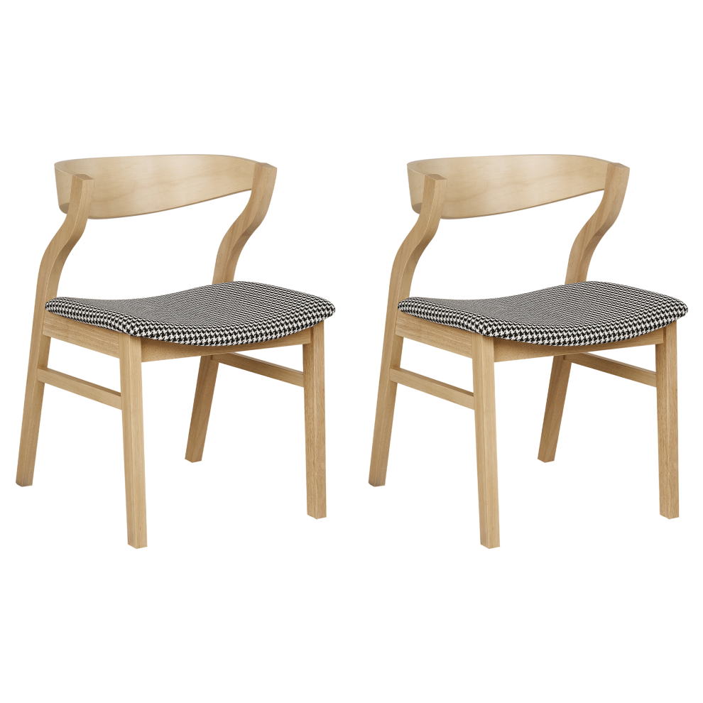 Set of 2 Dining Chairs MAROA Wood Black/ White