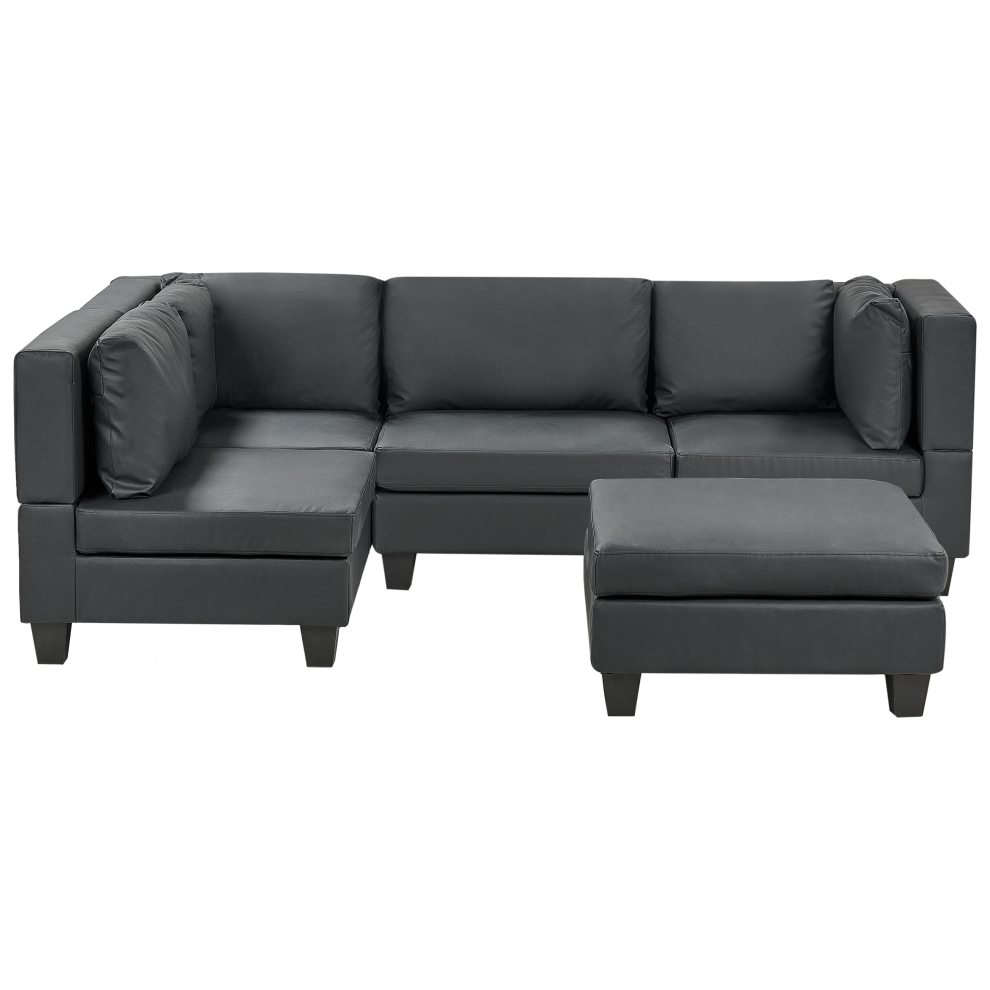 Modular Corner Sofa 4 Seater UNSTAD Faux Leather Black Right Hand