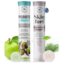 WELLBEING NUTRITION Daily Probiotic + Prebiotic& Skin Fuel | 36 Effervescent Tabs (Combo)