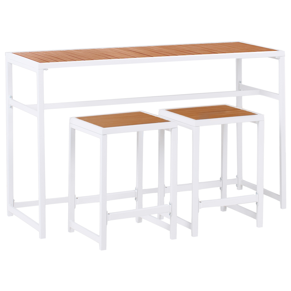 Garden Bar Set 2 Seater AVETRANA Metal Brown/ White