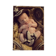 Newborn Baby Photography Props Cowboy Outfit Set for Boys, Monthly Milestone Photo Accessories, Soft Material, 0-3 Months