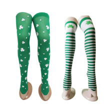 2 Pairs St Patrick Day Clover Knee High Socks For Women Girls
