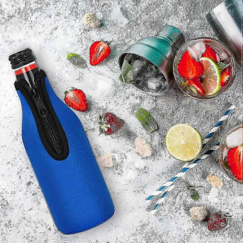 4-Pack Zip-Up Beer Bottle Cooler Sleeves, Insulated Jackets to Keep Drinks Cold 2