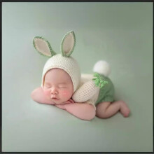 Newborn Photography Props Outfit Cute Bunny Hat Infant Photo Shoot Costume Set for Easter Baby Pictures