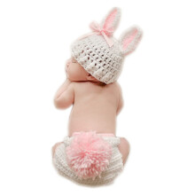 Newborn Baby Bunny Rabbit Crochet Knitted Photography Props Diaper Costume Outfit for Boys and Girls