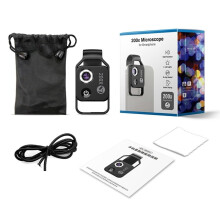Microscope Kit 200X HD Magnification Lens for Phone Camera Mobile Macro Photography Adapter Black