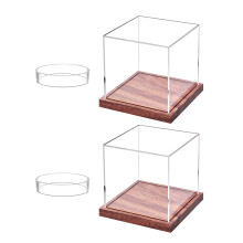 Baseball Display Case Box 2 Packs Acrylic and Wood Base for Collectors Fans Durable Protection
