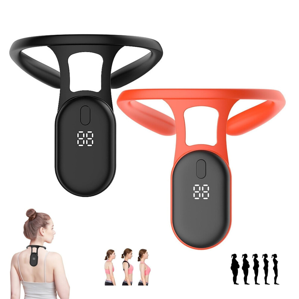 Black/Orange Smart Back Support Corrector For Hunchback Posture Improvement, Vibrating Back Monitor, 2023 Model, C-+