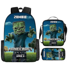 (11) My World Movie Minecraft Backpack Printed Backpack Crossbody Bag Pen Bag 3-Piece Set New