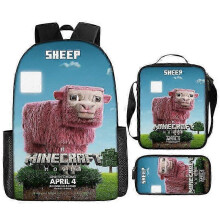 (2) My World Movie Minecraft Backpack Printed Backpack Crossbody Bag Pen Bag 3-Piece Set New