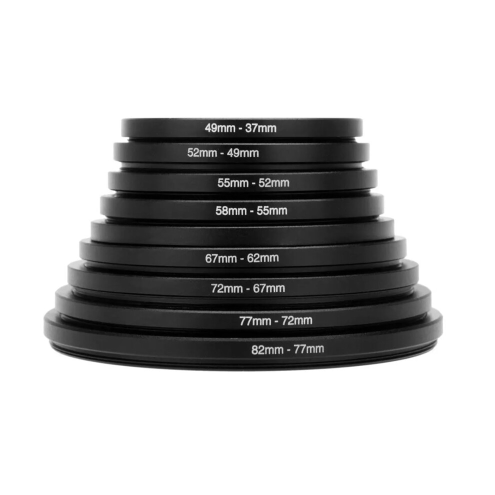 Camera Lens Filter Step Up & Down Ring Adapter Kit 9/18Pcs Metal 37-82Mm & 82-37Mm For Dslr Cameras 6447073884108
