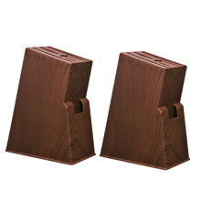 Wood Grain Plastic Knife Block - 2Pcs Kitchen Knife Storage Rack Organizer for Countertop Universal Knife Holder