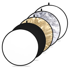 32" (80cm) 5-in-1 Collapsible Light Reflector for Photography - Gold Silver White Black Translucent Diffuser for Studio Outdoor Use