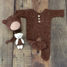 Newborn Photography Props Boys Outfits Bear Costume for Baby Boys Photoshoot, Soft Material, Cute Design, 0-3 Months