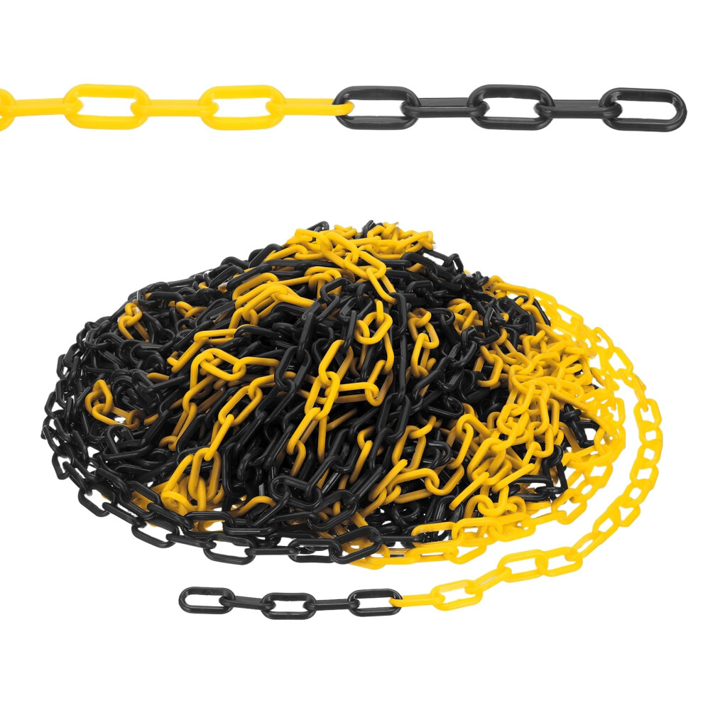 500 Ft Plastic Chain Safety Barrier - Black And Yellow Safety Chain Links For Crowds, Fence, Gate, Garden, And Driveway Use 6482260898421