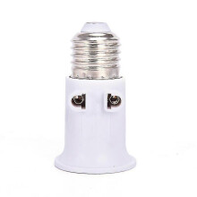 (White)PBT Fireproof E27 Bulb Adapter Lamp Holder Base Socket Conversion with EU Plug