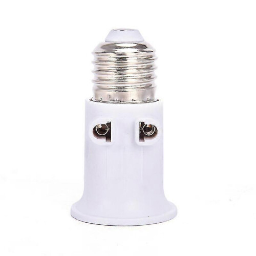 (White)PBT Fireproof E27 Bulb Adapter Lamp Holder Base Socket Conversion with EU Plug